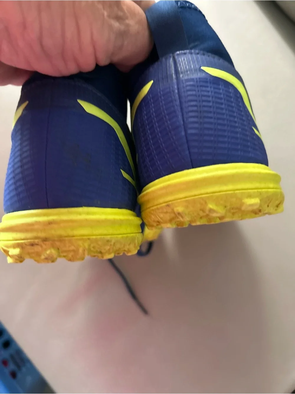 Nike Mecurial Youth Athletic Soccer Shoes in Blue and Yellow